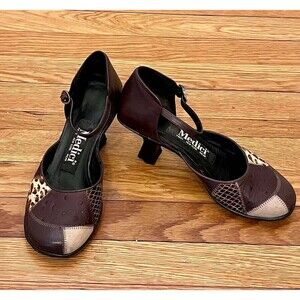 Medici Patchwork Leather Mary Jane Heels Ostrich Snakeskin Leopard Print Size 7